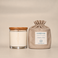 Australian Bush 300g Soy Candle in a glass container with timber lid and natural linen fabric gift bag