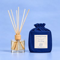 Ocean Breeze 200ml Diffuser with natural reeds and navy blue fabric gift bag